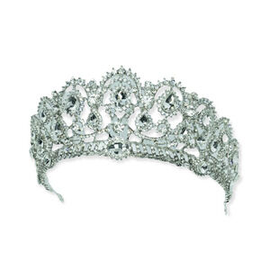 Clear Rhinestone Elegant Silver Tone Metal Tiara Crown‎ New